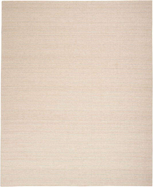 Beige flatweave rug 5' x 7' with subtle horizontal texture; rectangular, versatile for living room or bedroom decor.