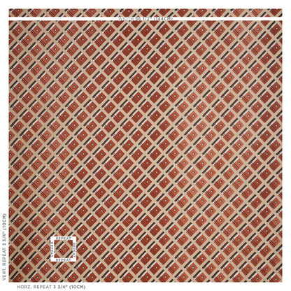 Woven brown-red plaid fabric with diagonal diamond motif; suitable for upholstery or clothing.