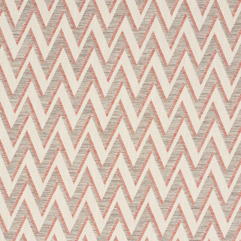 Textured pink chevron wallpaper on cream background with zigzag pattern.