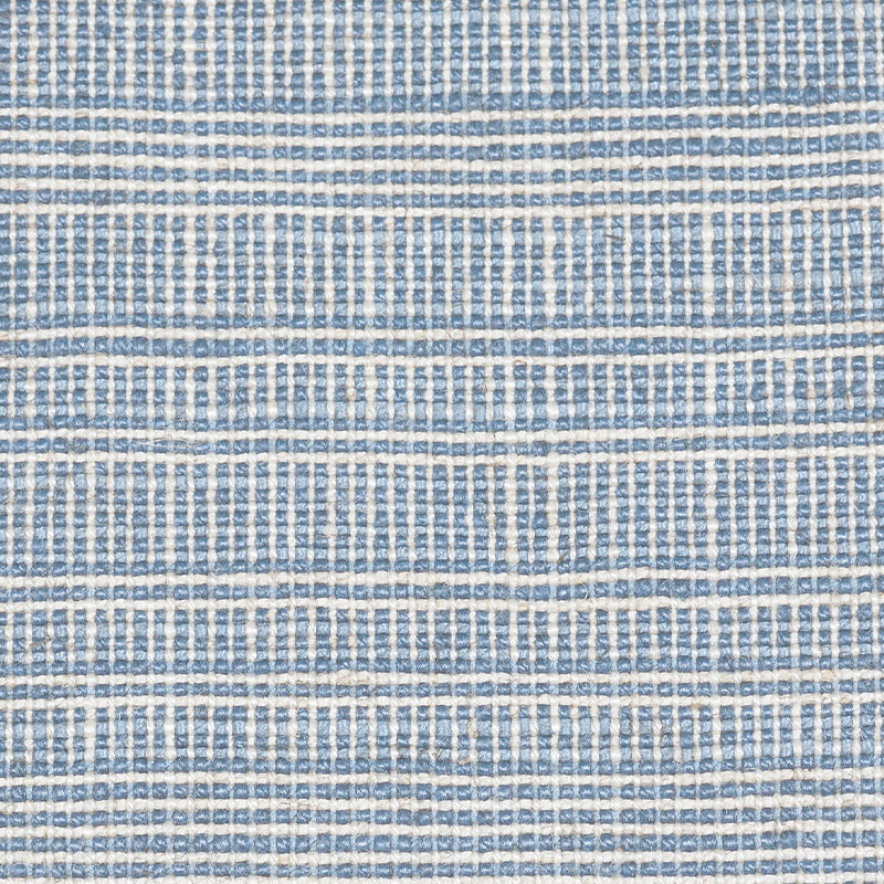 Blue and white striped woven fabric with horizontal bands and subtle grid texture.
