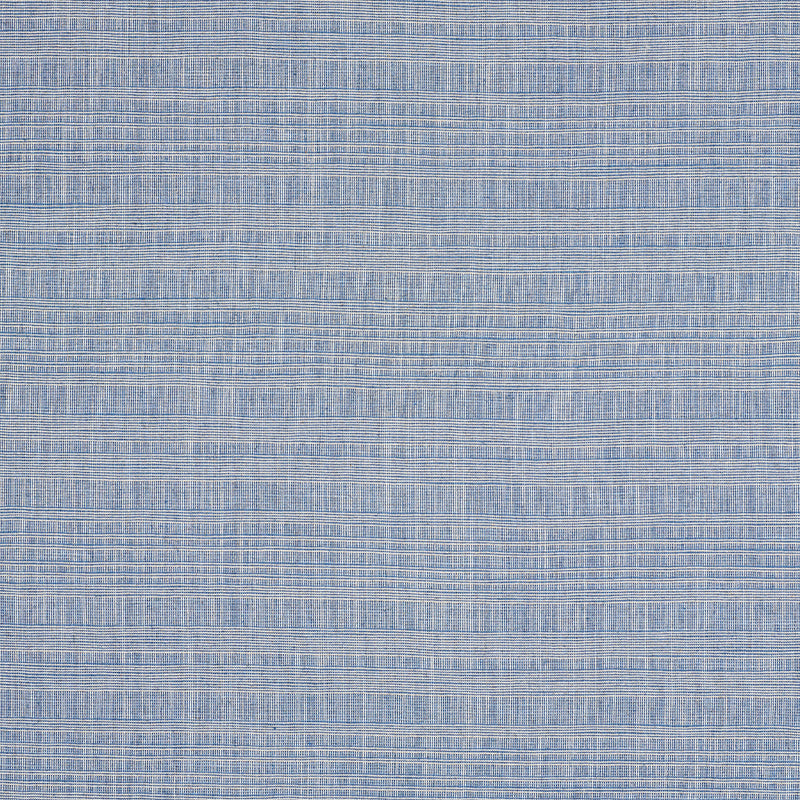 Light blue woven linen texture with subtle white horizontal stripes; fabric swatch for upholstery or apparel.