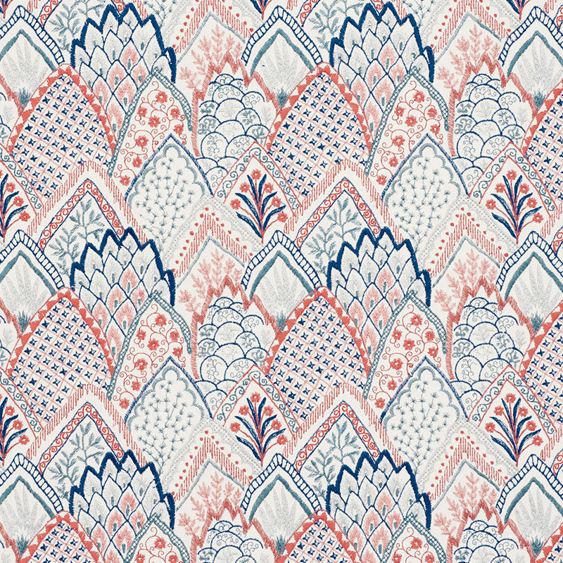 SCHUMACHER  PALAMPORE ALBIZIA EMBROIDERY EMBROIDERIES EMBROIDERIES DELFT , ROSE   - 76310