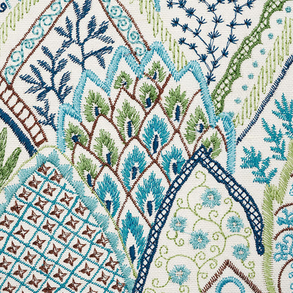 SCHUMACHER  PALAMPORE ALBIZIA EMBROIDERY EMBROIDERIES EMBROIDERIES BLUE , GREEN   - 76311