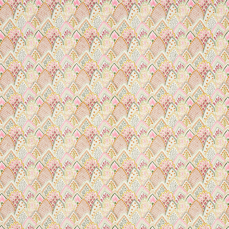 SCHUMACHER  PALAMPORE ALBIZIA EMBROIDERY EMBROIDERIES EMBROIDERIES PINK , LEAF   - 76312