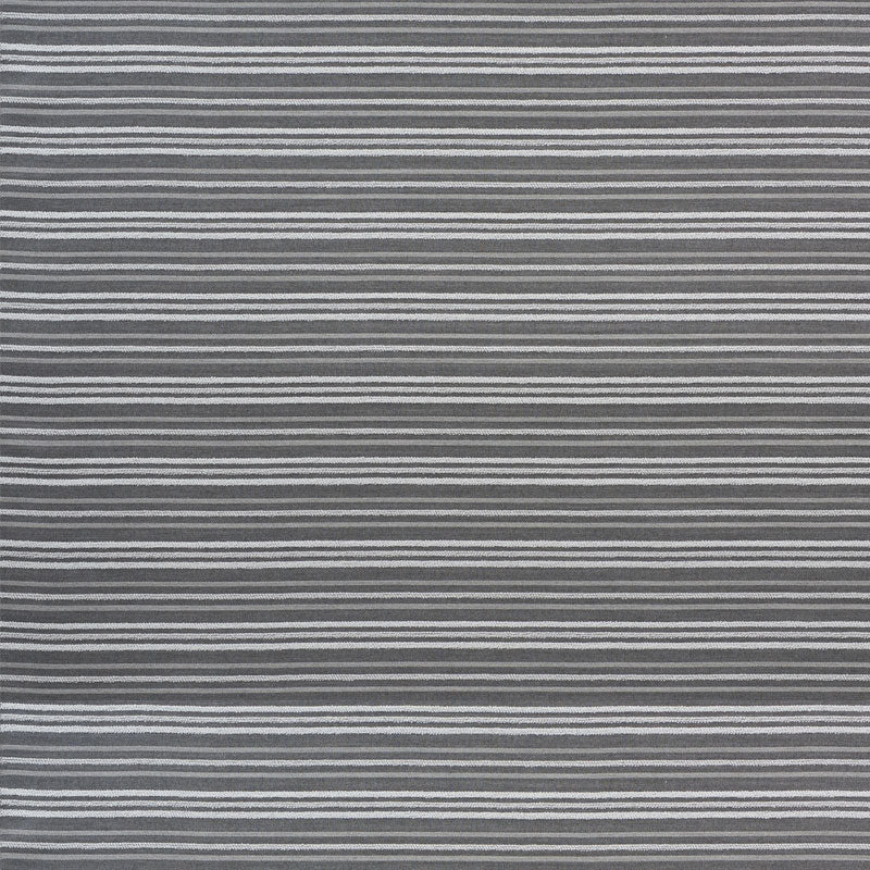 Gray & white indoor/outdoor striped woven pattern with fine, even horizontal lines.