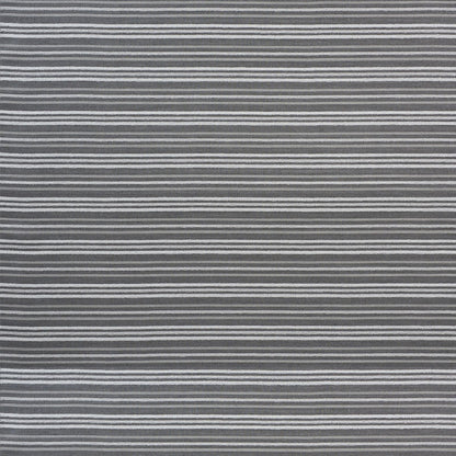Gray & white indoor/outdoor striped woven pattern with fine, even horizontal lines.