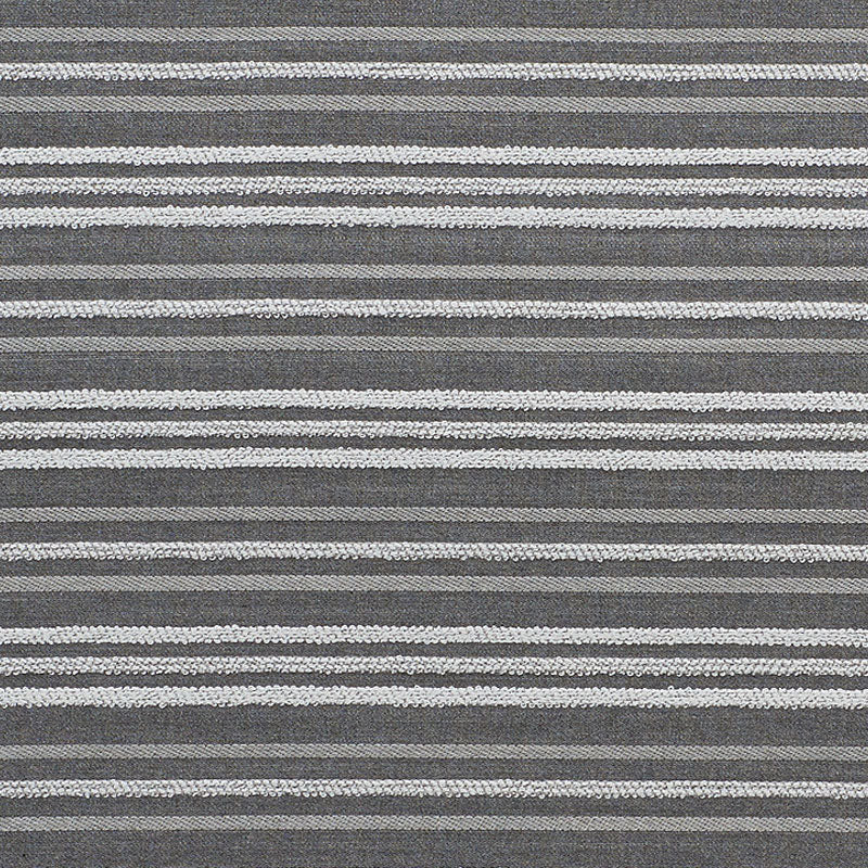 Charcoal gray rug with thin pale gray horizontal stripes and woven texture.