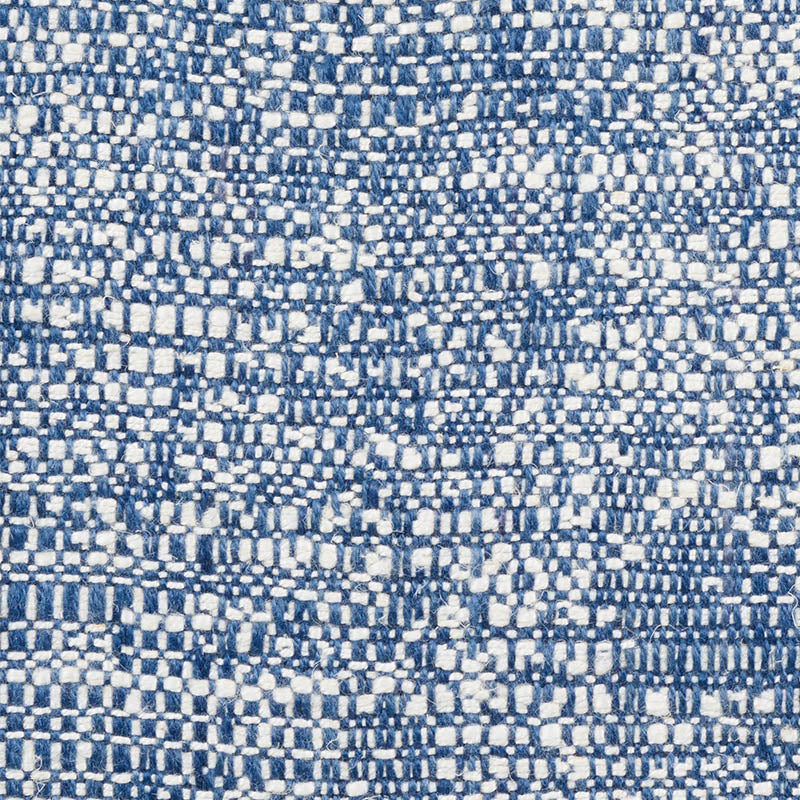 Blue and white woven fabric with a small checkered/grid pattern and textured surface.
