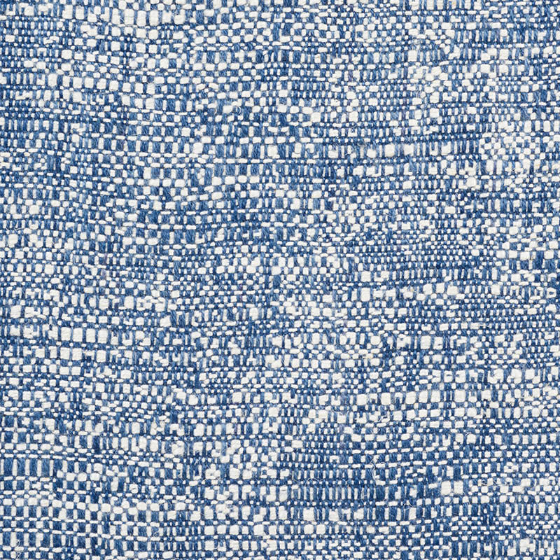 Blue and white woven fabric with a textured grid pattern; denim-inspired textile for apparel or upholstery.