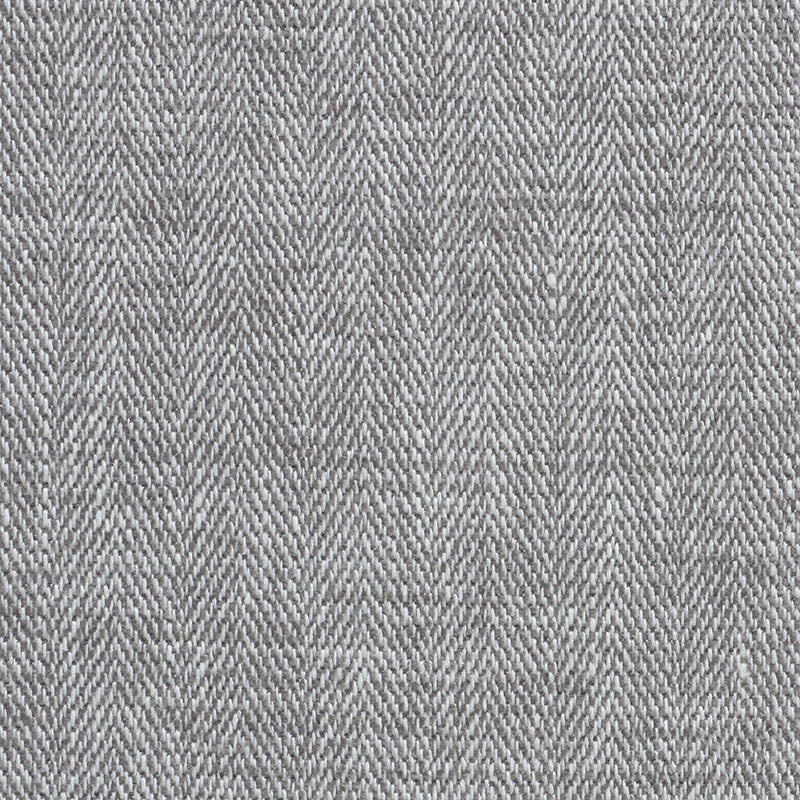 Gray herringbone woven fabric swatch with subtle diagonal zigzag texture.