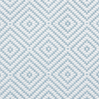 Light blue and white woven fabric with a diamond lattice pattern and subtle raised texture.
