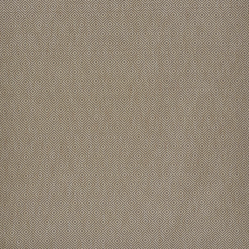 Beige fabric with a subtle diamond lattice geometric pattern in brown tones; woven upholstery textile.