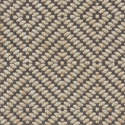Beige and taupe woven fabric with a tight checker/basket weave pattern, ideal for upholstery.