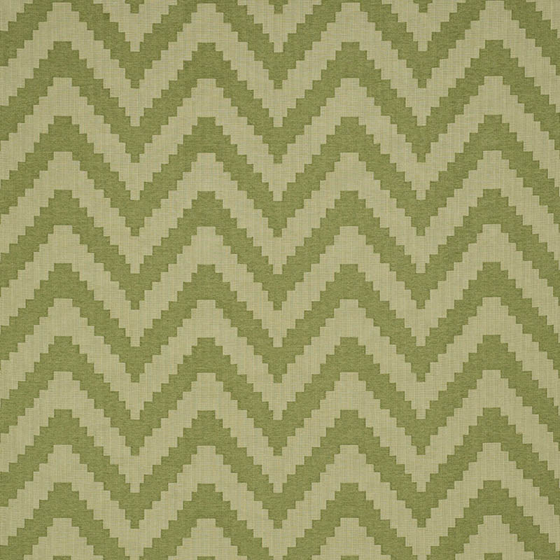 Olive and cream chevron zigzag pattern in woven textile texture, ideal for upholstery or wallpaper.