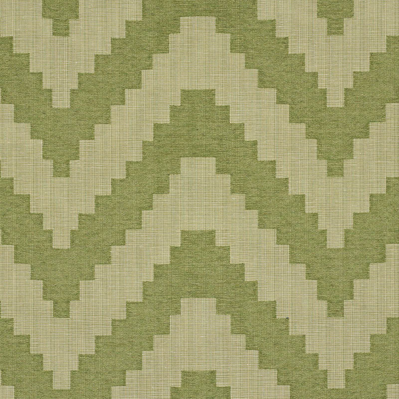 Olive green and cream chevron zigzag pattern, woven fabric texture for home decor.
