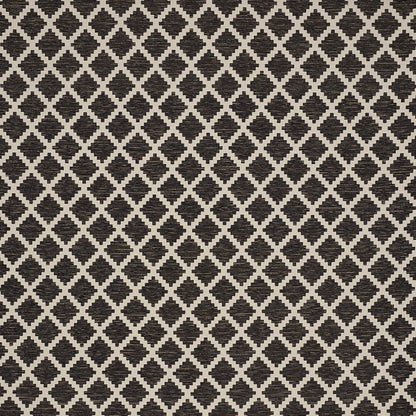 Black woven upholstery fabric with a diamond lattice pattern.