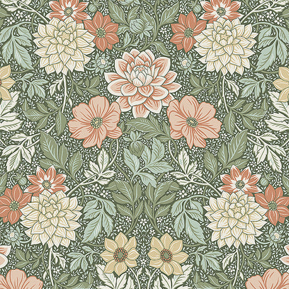 SCHUMACHER WALLCOVERING  BORASTAPETER DAHLIA GARDEN   GREEN   - 7666