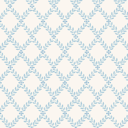 SCHUMACHER  Borastapeter TRELLIS LEAVES   BLUE   - 7672