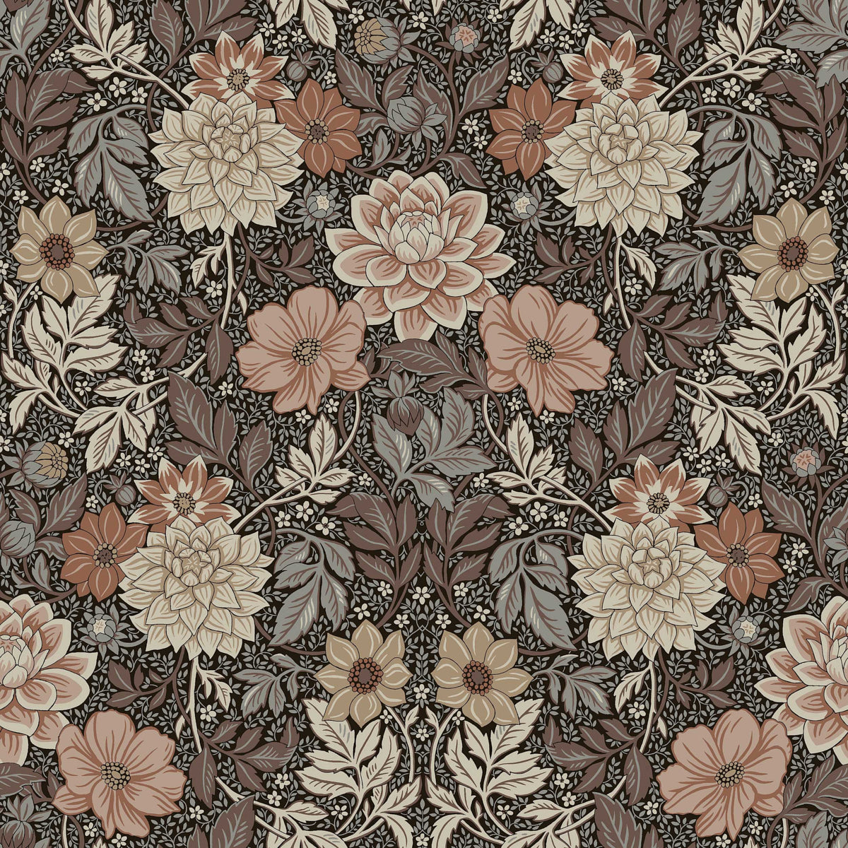 SCHUMACHER  Borastapeter DAHLIA GARDEN   BROWN   - 7689