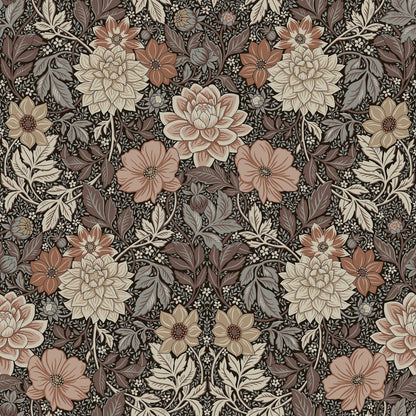 SCHUMACHER  Borastapeter DAHLIA GARDEN   BROWN   - 7689