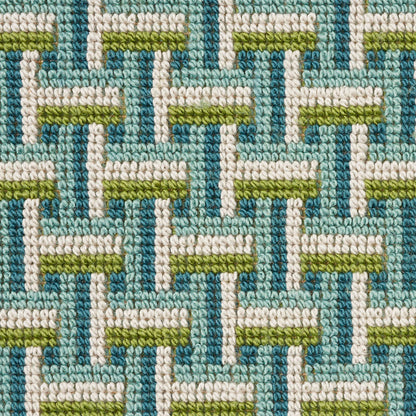 Teal-green gradient woven textile with a colorful border; a soft decorative fabric item.