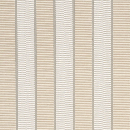 Beige and gray striped wallpaper with alternating chevron and plain bands; textured vertical pattern.