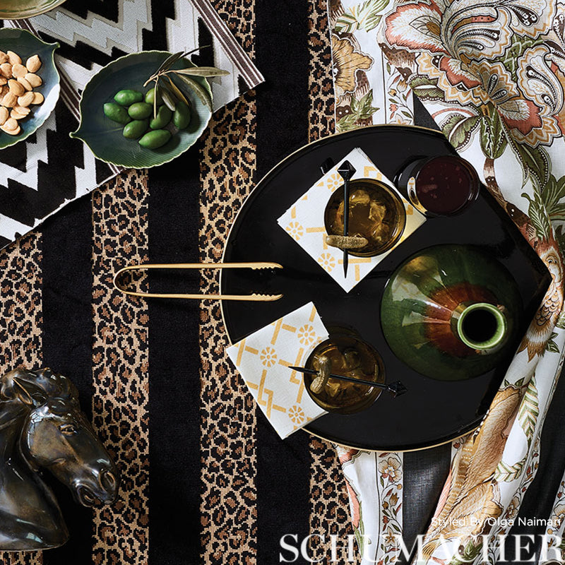 SCHUMACHER FABRIC  TIMOTHY CORRIGAN FLORENTINE VELVET   BLACK   - 77111