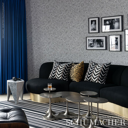 SCHUMACHER FABRIC  TIMOTHY CORRIGAN FLORENTINE VELVET   BLACK   - 77111