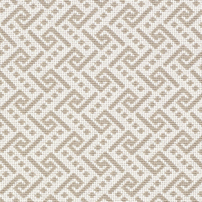 Beige and white woven fabric with a textured linen-like surface and a repeating Ionic weave pattern.