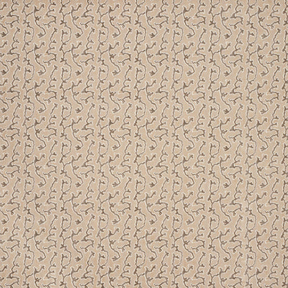 Beige background with repeating brown abstract vine shapes in a rustic decorative pattern.