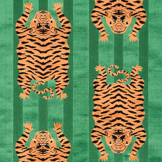 SCHUMACHER  Velvet & Velvet Trims Jokhang Tiger Velvet CUT VELVET CUT VELVET Green   - 77233