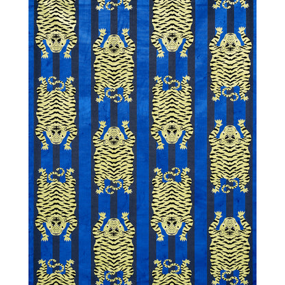 SCHUMACHER FABRIC  VELVET & VELVET TRIMS JOKHANG TIGER VELVET   BLUE   - 77234
