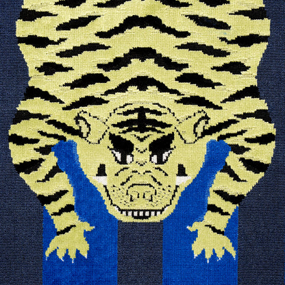 SCHUMACHER FABRIC  VELVET & VELVET TRIMS JOKHANG TIGER VELVET   BLUE   - 77234