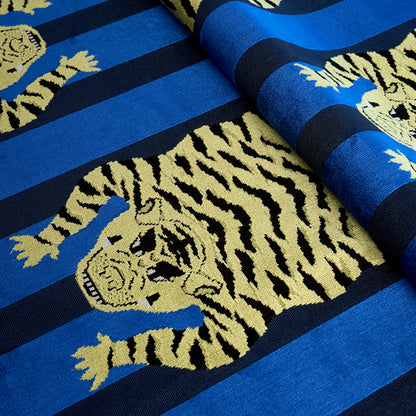 SCHUMACHER FABRIC  VELVET & VELVET TRIMS JOKHANG TIGER VELVET   BLUE   - 77234