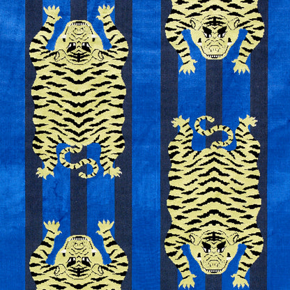 SCHUMACHER FABRIC  VELVET & VELVET TRIMS JOKHANG TIGER VELVET   BLUE   - 77234