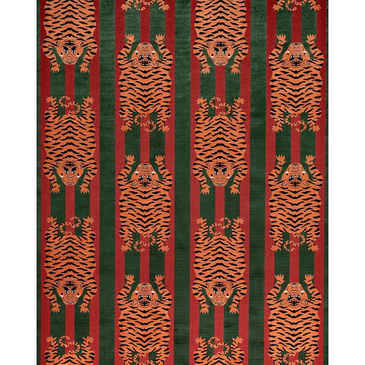 SCHUMACHER FABRIC  VELVET & VELVET TRIMS JOKHANG TIGER VELVET   RED & GREEN   - 77235
