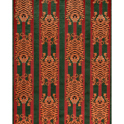 SCHUMACHER FABRIC  VELVET & VELVET TRIMS JOKHANG TIGER VELVET   RED & GREEN   - 77235