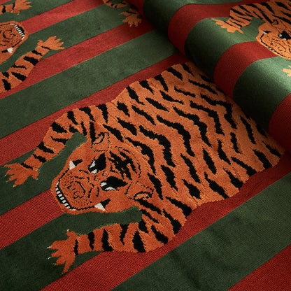 SCHUMACHER FABRIC  VELVET & VELVET TRIMS JOKHANG TIGER VELVET   RED & GREEN   - 77235