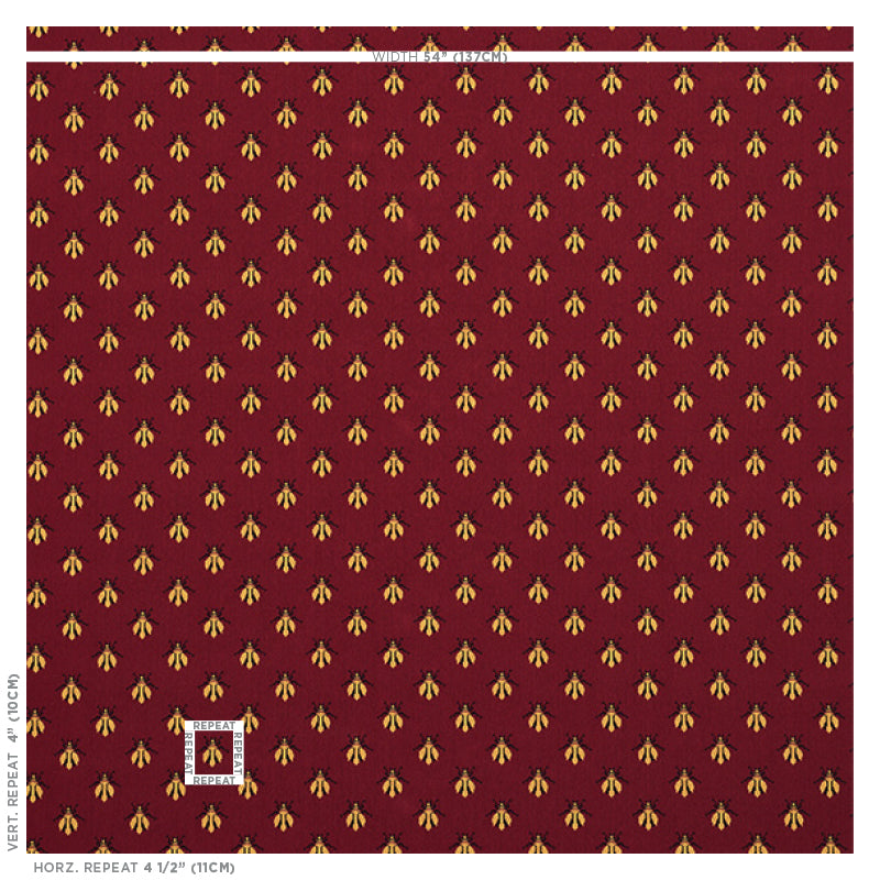 SCHUMACHER  CUT & PATTERNED VELVETS BEE ??PINGL?? WOVEN WOVEN RED   - 77410