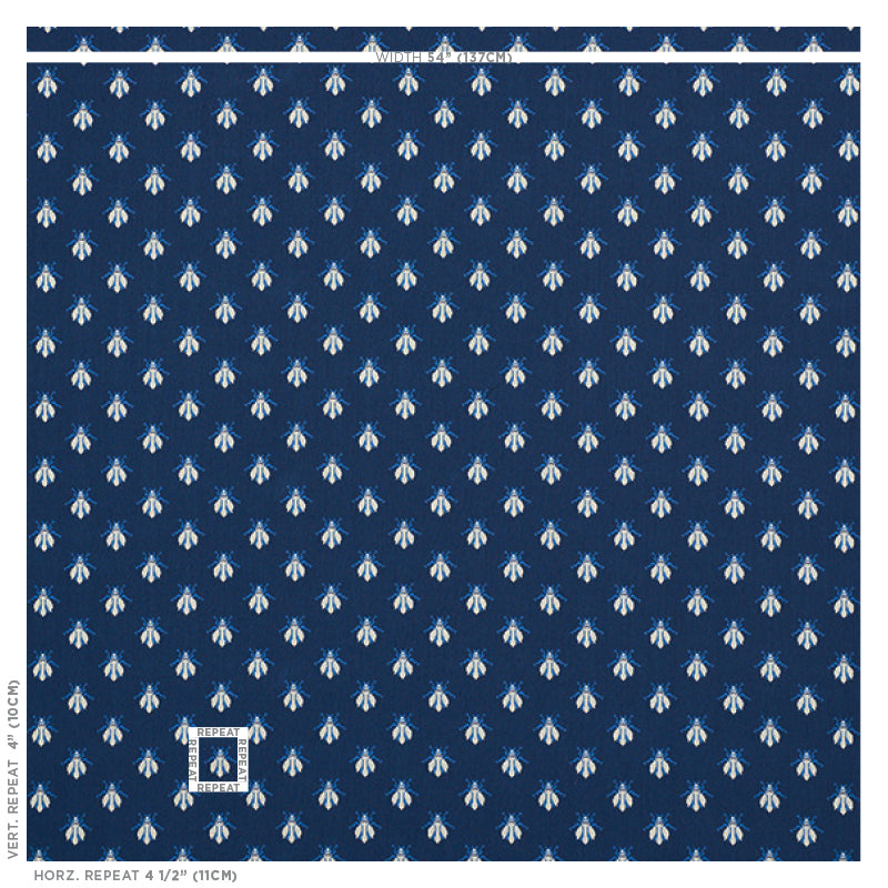 Navy blue velvet fabric with tiny white floral motifs in a repeating woven pattern; classic textile print.
