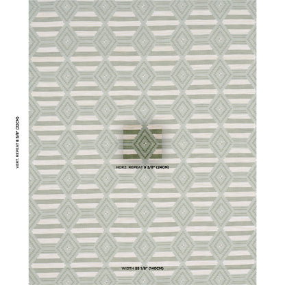 Geometric grey-green diamond lattice with subtle horizontal stripes; woven fabric pattern