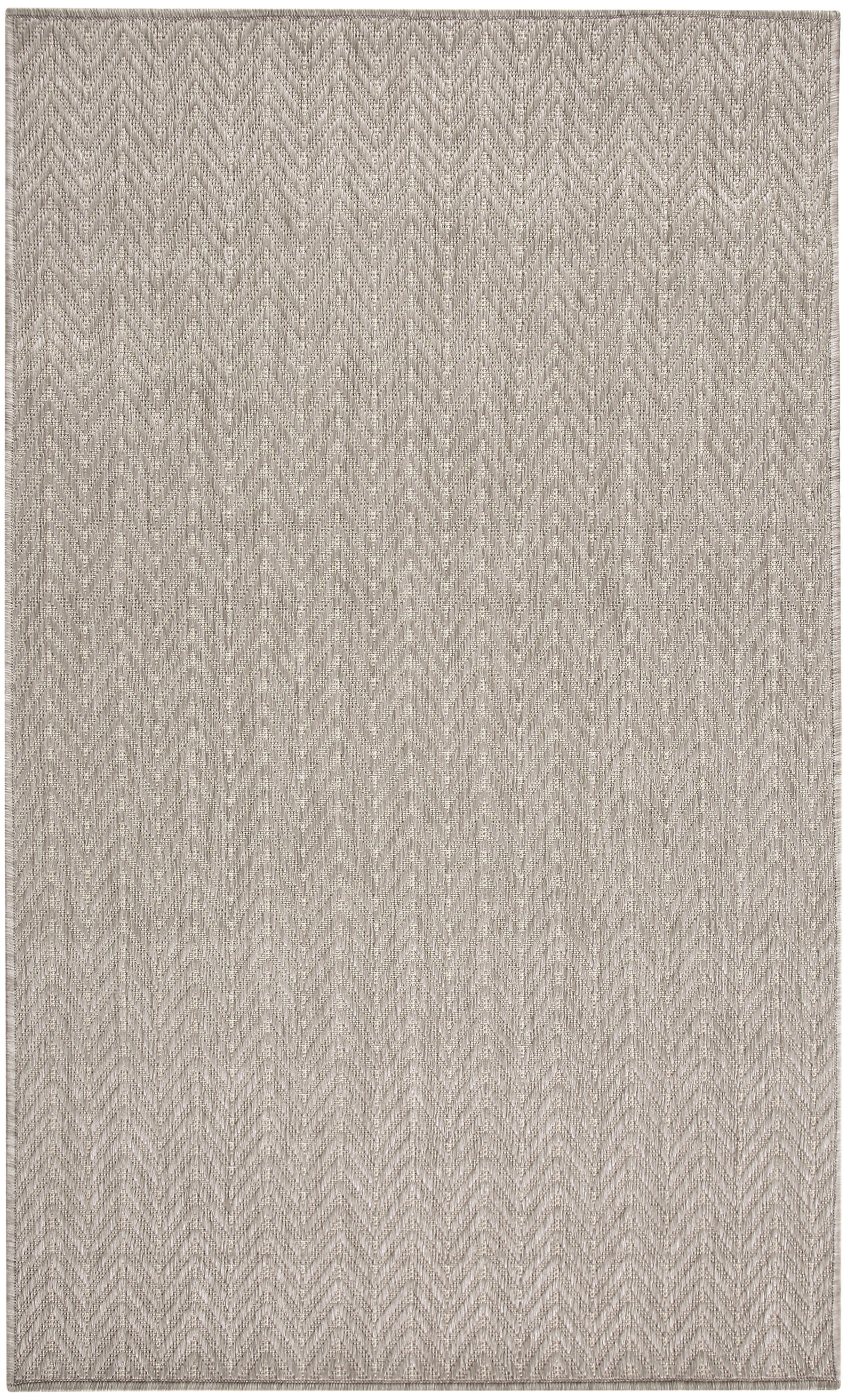 Neutral beige chevron rug with subtle woven texture.