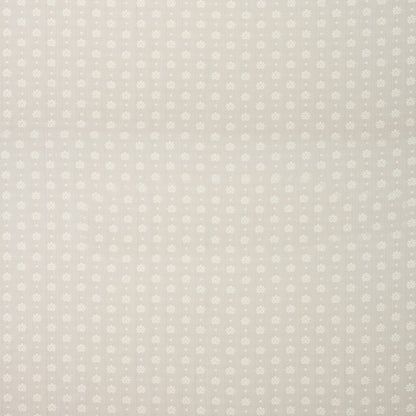Beige fabric with tiny white floral dots in neat vertical rows; soft, delicate textile for upholstery or curtains.