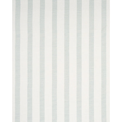 White fabric with pale blue vertical stripes and subtle woven texture.