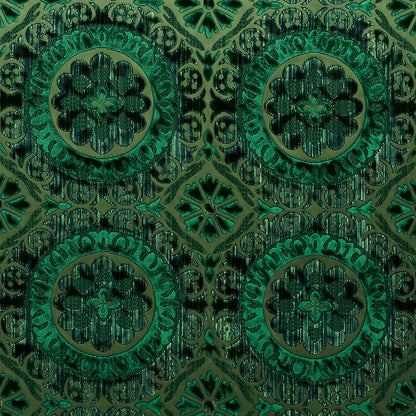 SCHUMACHER  CUT & PATTERNED VELVETS SUZANI STRIE VELVET CUT VELVET CUT VELVET EMERALD   - 77641