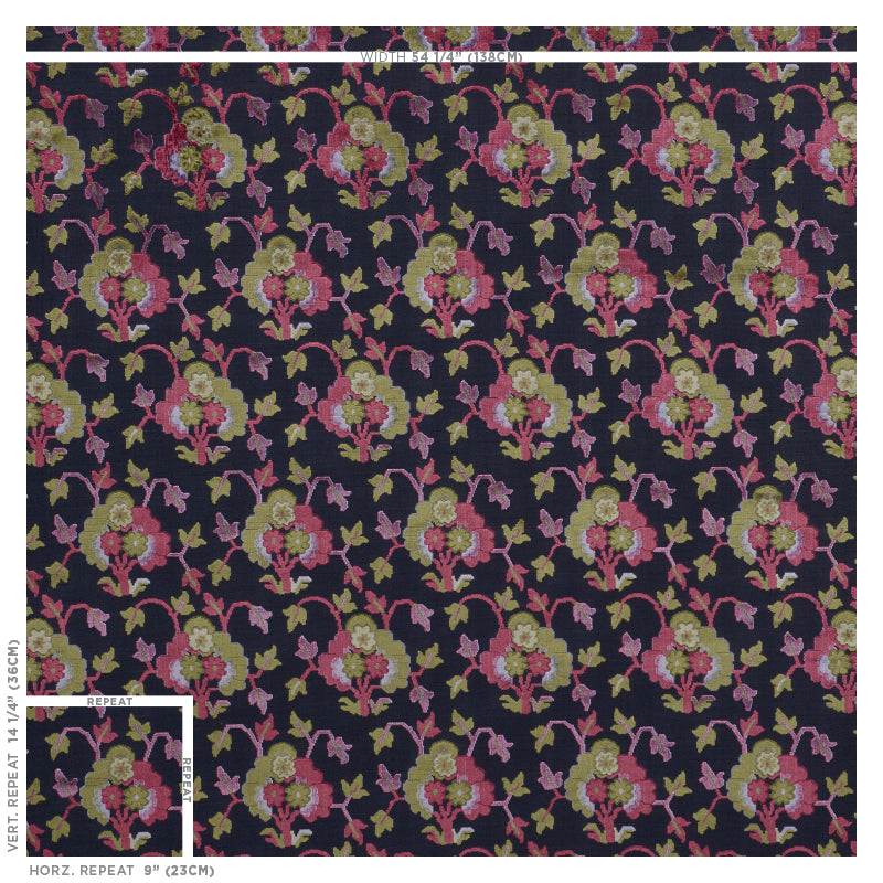 SCHUMACHER  CUT & PATTERNED VELVETS JENNIE VELVET VELVETS VELVETS MIDNIGHT , MAGENTA   - 77740