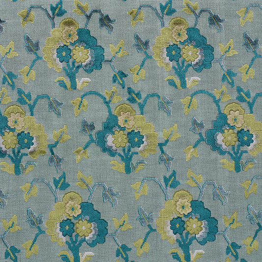 SCHUMACHER  CUT & PATTERNED VELVETS JENNIE VELVET VELVETS VELVETS PEACOCK , CELADON   - 77742