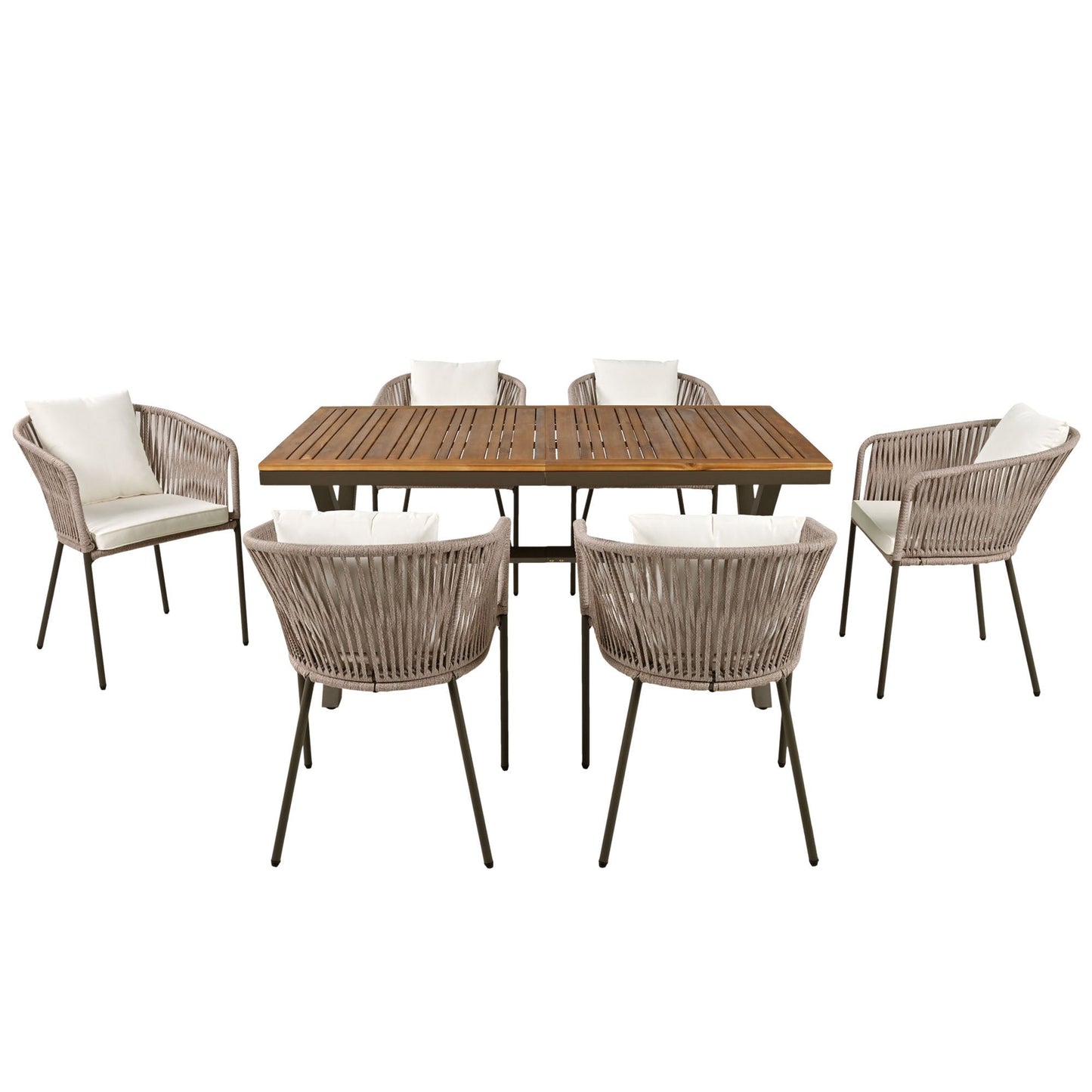 7 Pieces Patio Dining Set, All-Weather Outdoor Furniture Set