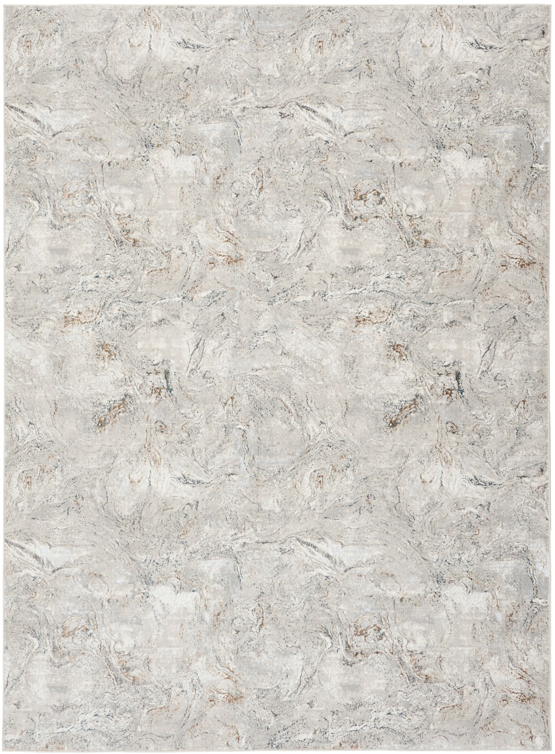 Neutral gray-beige rug with subtle marbled texture; soft flat-weave, rectangular, ideal for living room or bedroom.