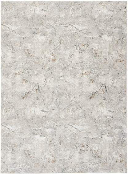 Neutral gray-beige rug with subtle marbled texture; soft flat-weave, rectangular, ideal for living room or bedroom.